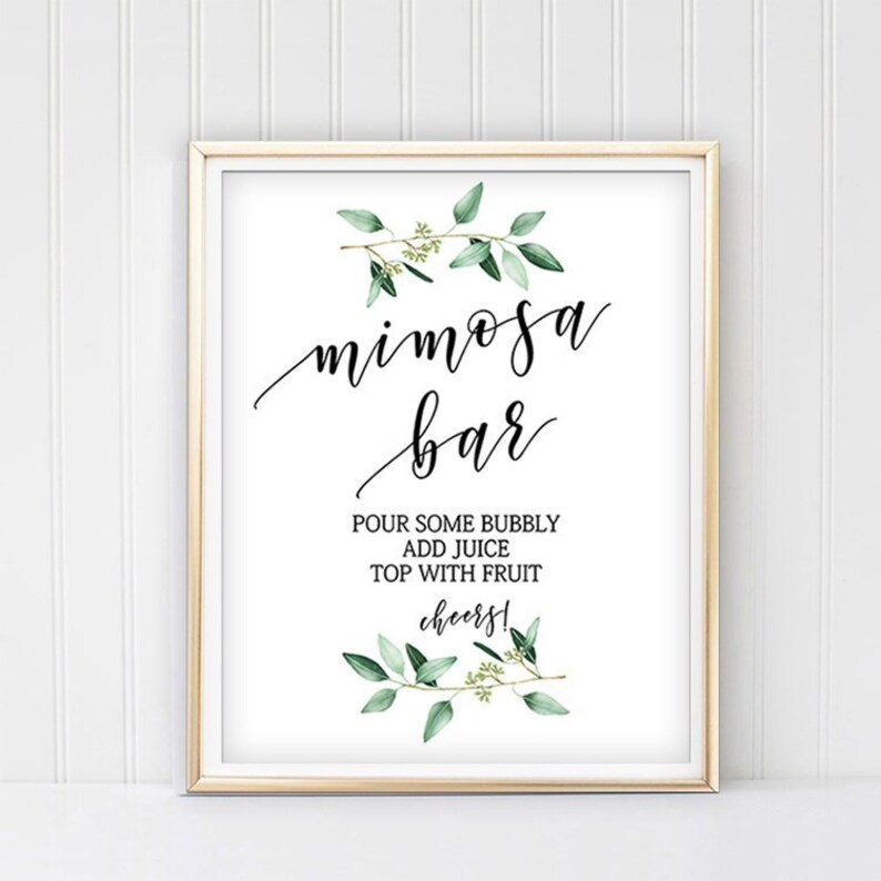 MIMOSA BAR Indication printable, Greenery bridal shower mimosa bar signal, Bubbly Bar decor, mimosa bar printable, Eco-friendly Leaves Champagne Indicator B61 image relating to Mimosa Bar Sign Printable identified as MIMOSA BAR Signal printable, Greenery bridal shower mimosa bar indicator, Bubbly Bar decor, mimosa bar printable, Environmentally friendly Leaves Champagne Indicator B61