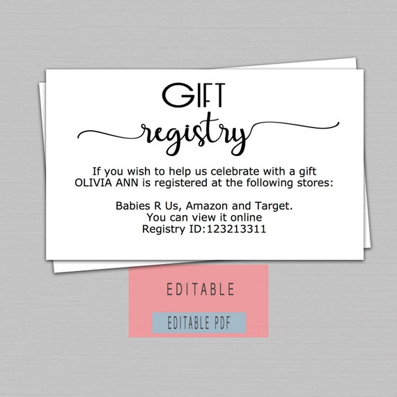 baby shower registry cards template free