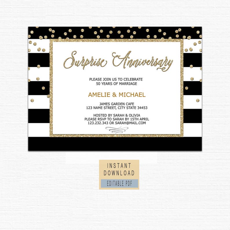 Surprise anniversary party invitations surprise anniversary Etsy