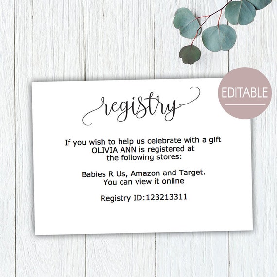 Gift Registry Card Baby Shower Gift Registry Card Template Etsy