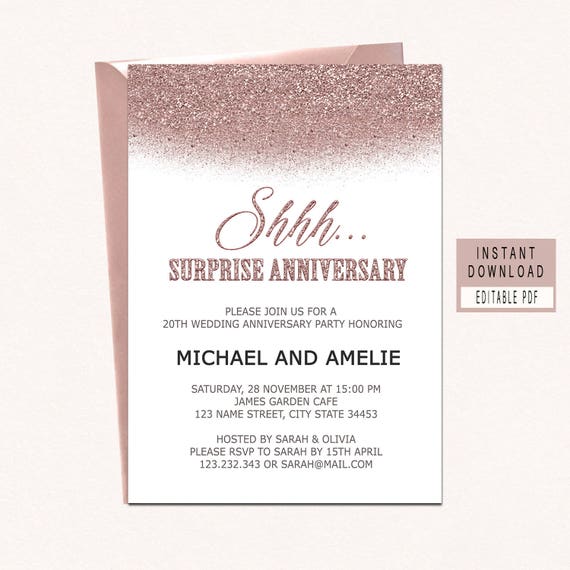 surprise anniversary party invitations surprise anniversary etsy