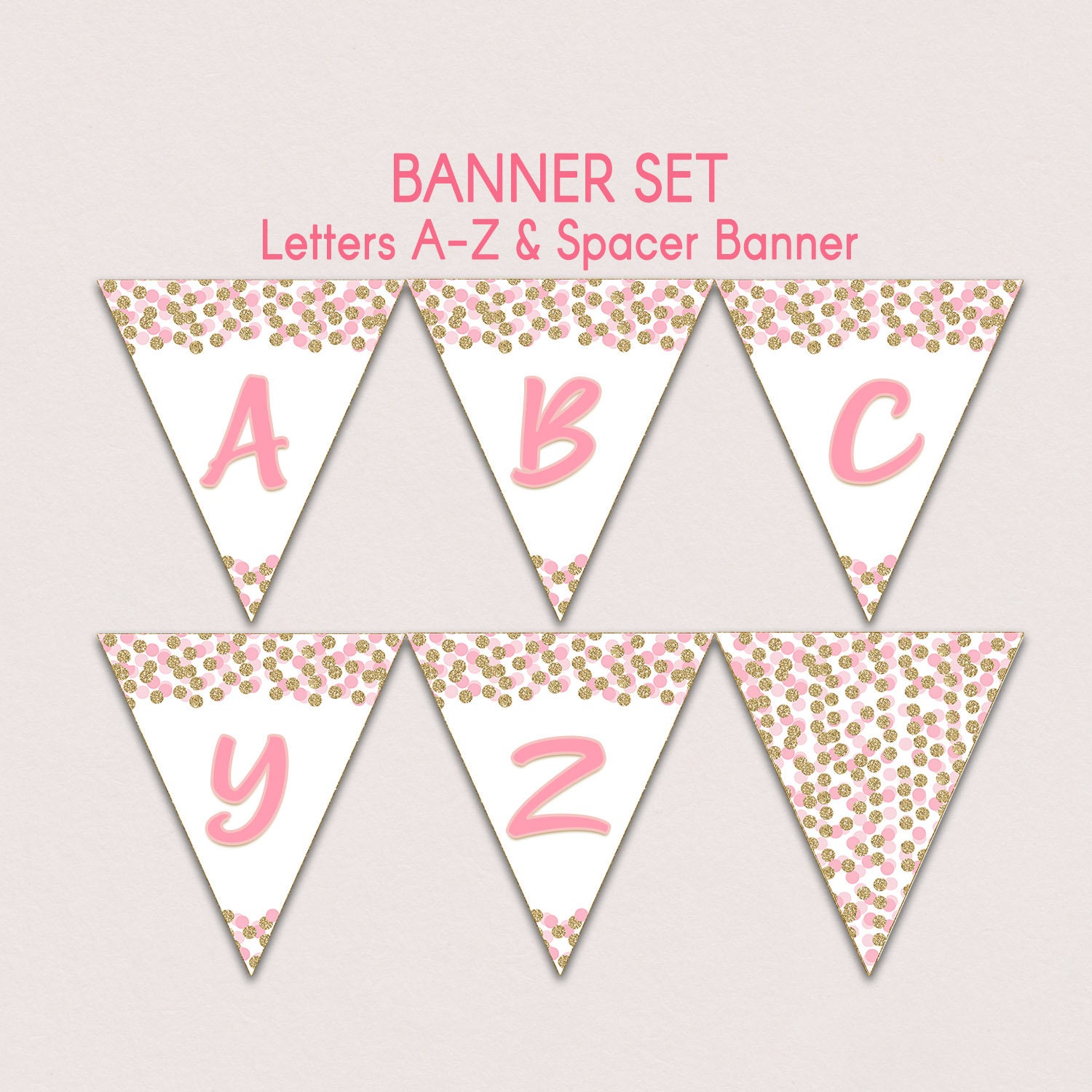 pink and gold banner letters letters a z printable banner etsy ireland