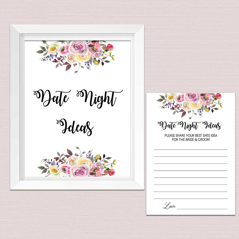 Date Night Ideas Bridal Shower Printables Image 0