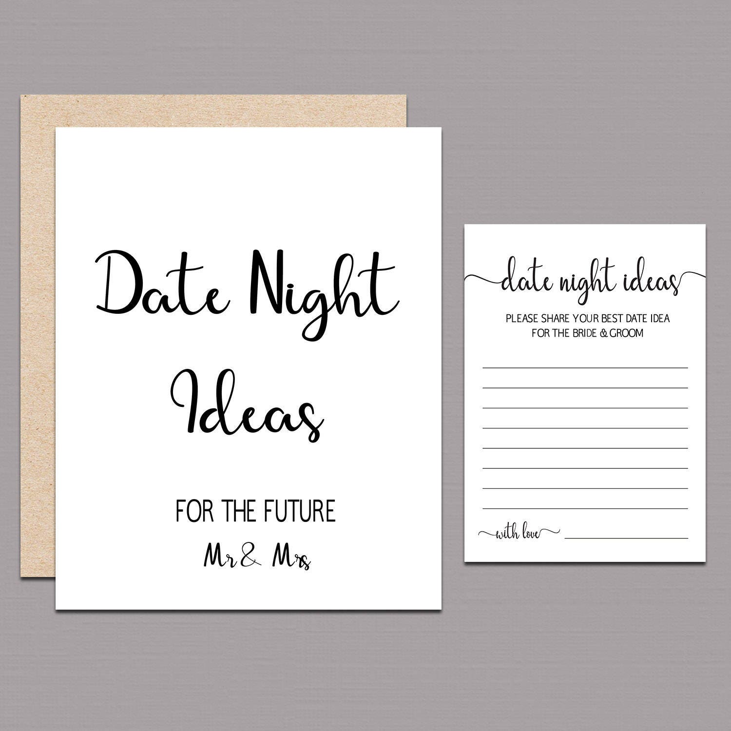 Date night ideas bridal shower date night ideas printable Etsy