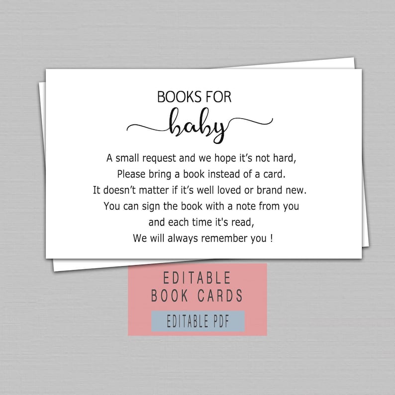 Book Instead Of Card Bring A Baby Shower Insert Inserts Editable Pdf B11