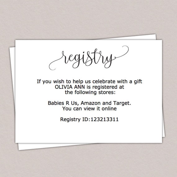 baby shower registry cards template free