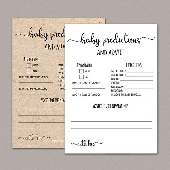 etsy baby prediction cards