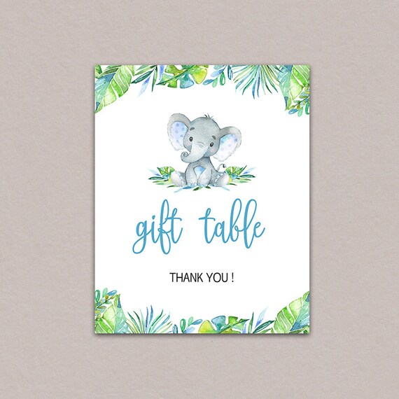 Elephant Gift Table Sign Baby Shower Gift Sign Elephant Baby Etsy