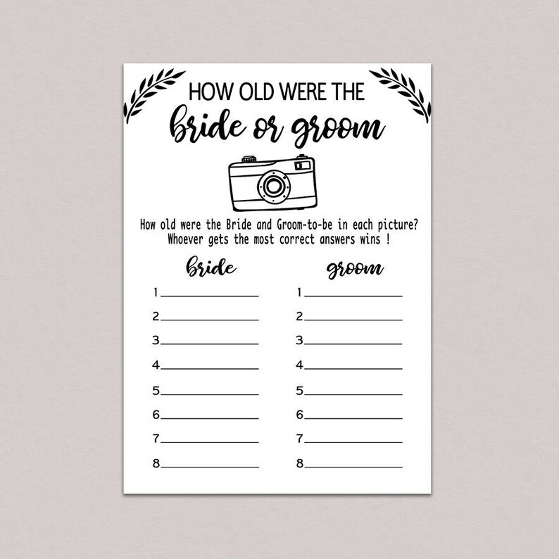 How Old Was the Bride and Groom Game Guess the Age Rustic | Etsy