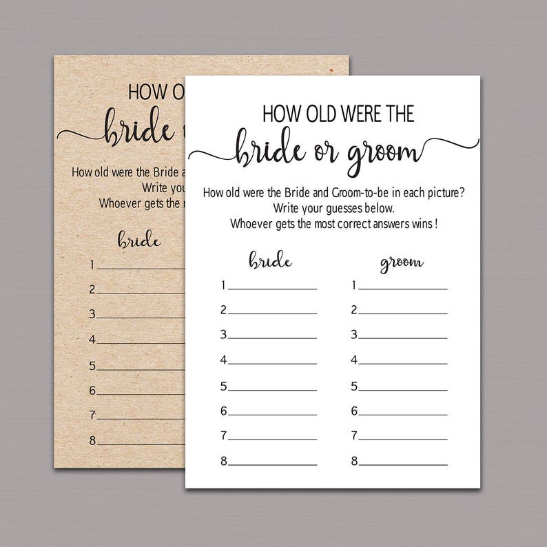 How Old Was the Bride and Groom Game Guess the Age Rustic | Etsy How Old Was the Bride and Groom Game Guess the Age Rustic | Etsy