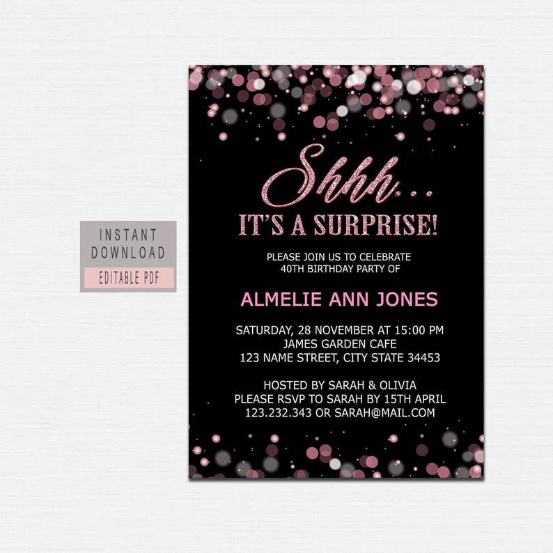 SURPRISE BIRTHDAY INVITATION Instant Download Surprise Etsy