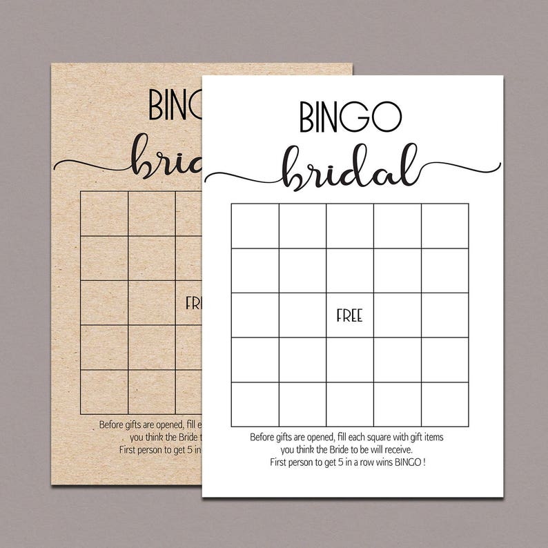 Bridal Bingo Template Download