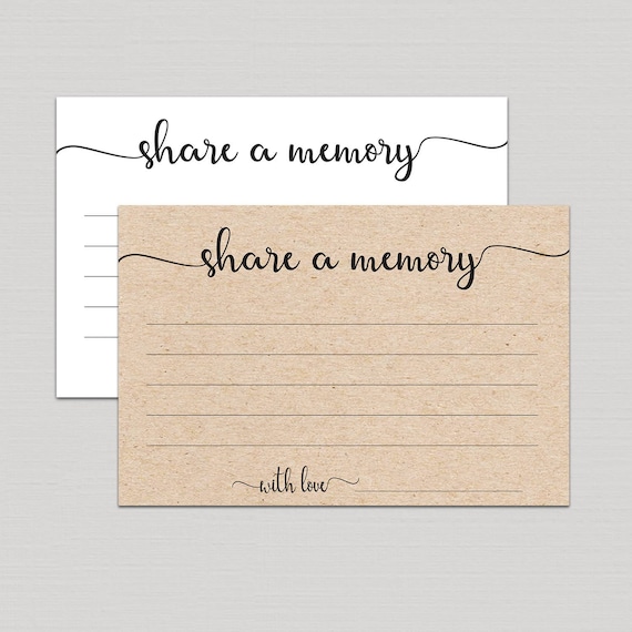 share a memory card memory cards share a memory printable memorial card keepsake funeral memory card rustic kraft instant download b11 funeral memory cards