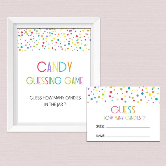 CANDY GUESS GAME Rainbow Candy Guessing Game Cards How Many Etsy