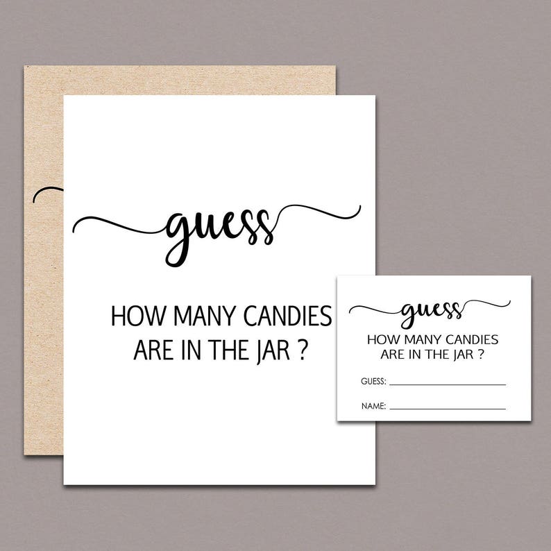 Candy Guessing Game Cards How Many Candys in the Jar Guess | Etsy