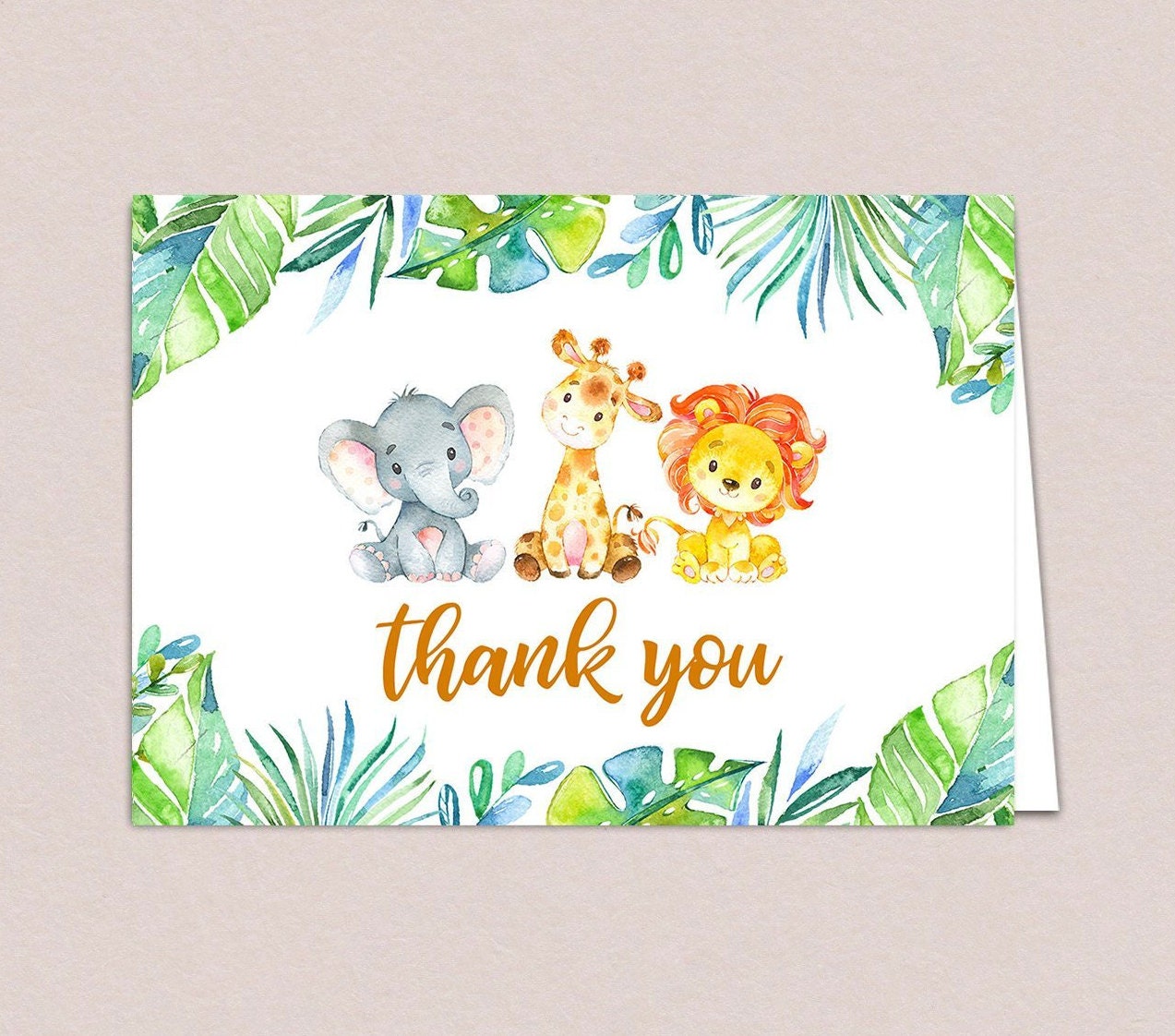 safari-thank-you-cards-gender-neutral-safari-baby-shower-etsy