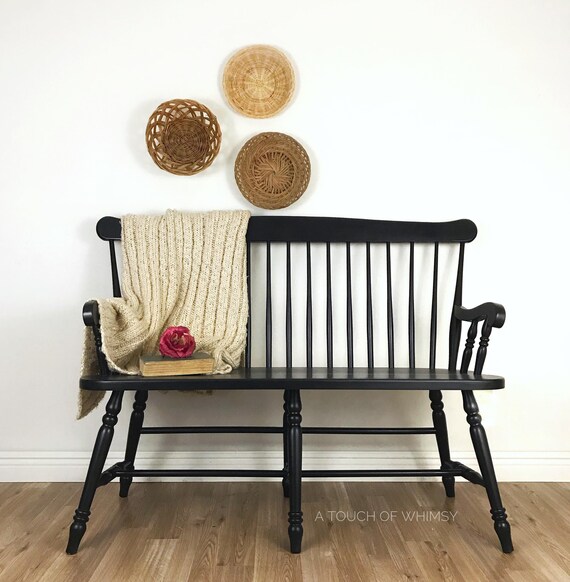 Sold Black Spindle Bench Dining Room Seating Mud Room Etsy