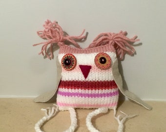 Handmade pink owl gift, stocking filler