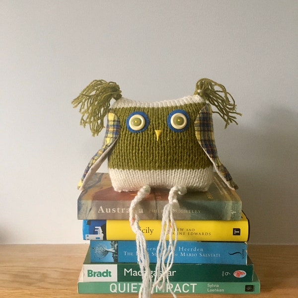 owl gift,   Knitted Owl gift , Bookshelf décor , Wildlife decor