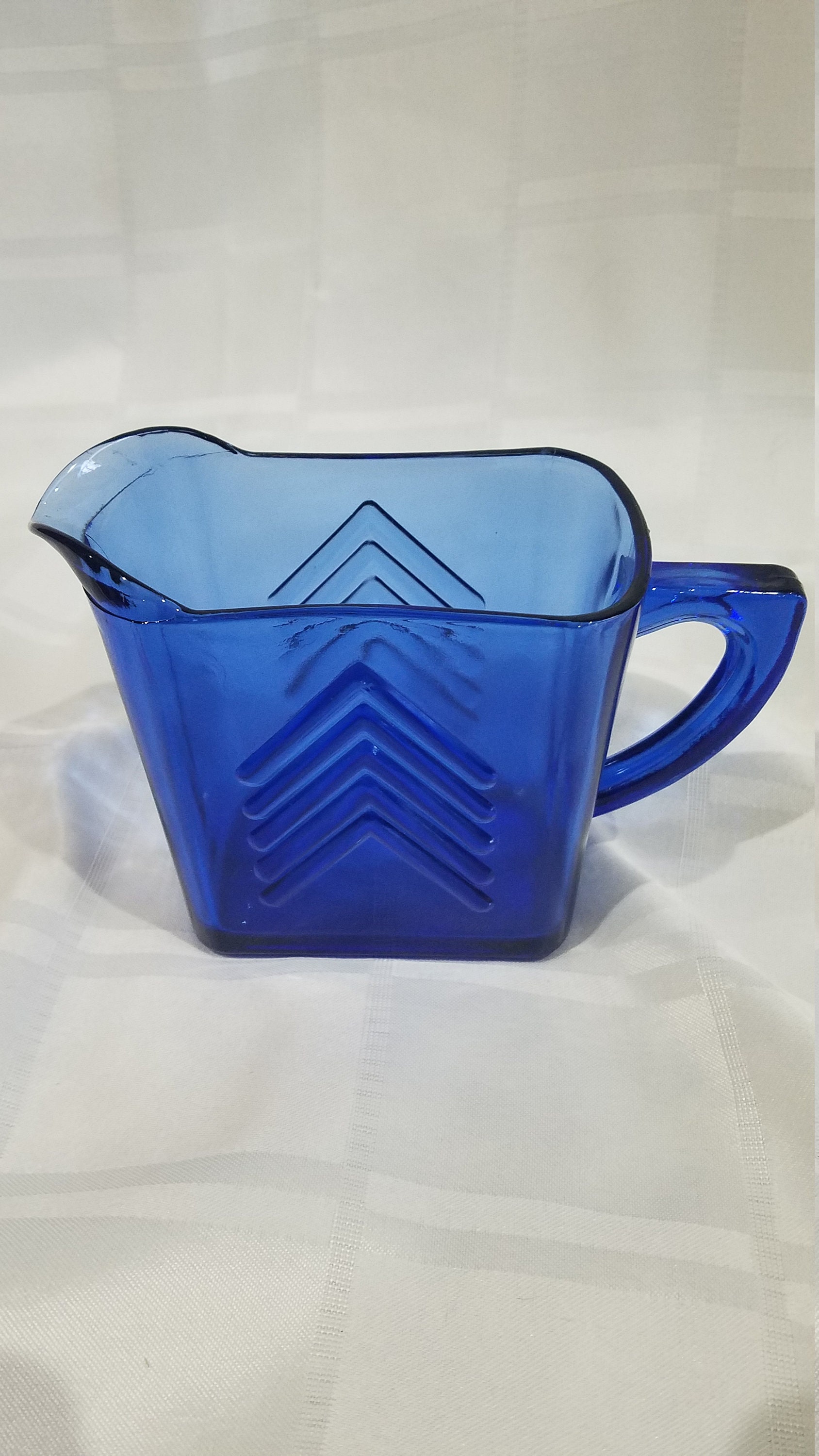 vintage Hazel Atlas cobalt blue depression glass milk pitcher or