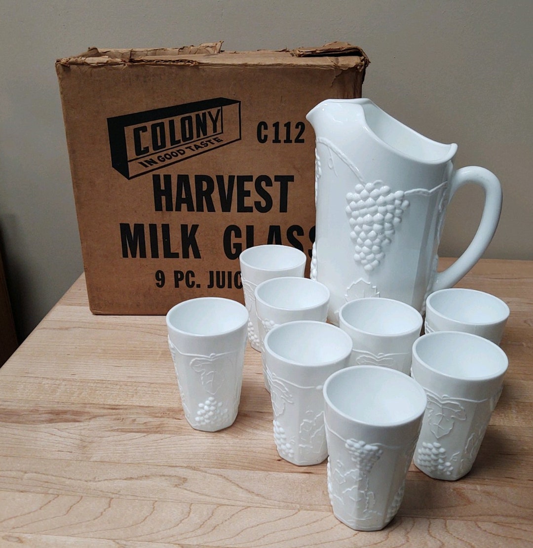 食器 MiLk Colony Harvest Milk Glass Beverage Set | Choose From:64oz Pitcher