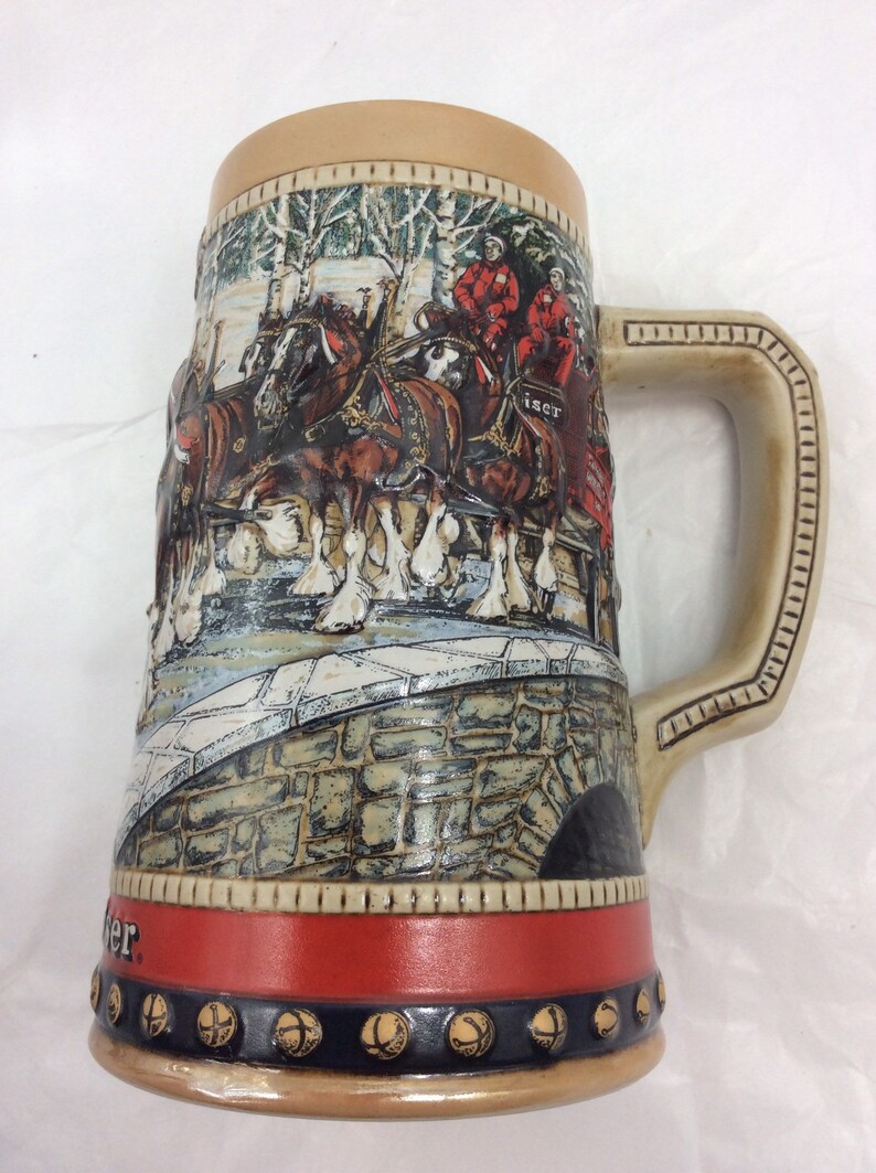 Budweiser Beer Stein 1988 the Hitch in Festive Holiday Etsy