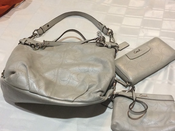 grey coach handbag