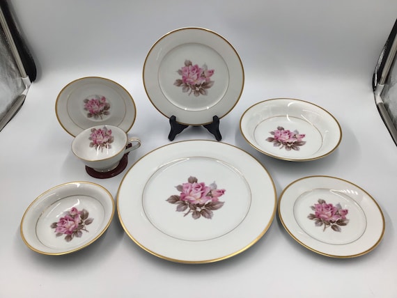 Vintage Noritake China 7 Piece Place Setting | Rosetta 5285