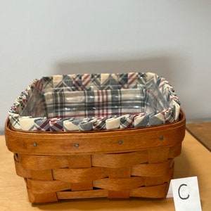 Longaberger Berry Baskets Choose From: Large Square Berry Basket, Medium Square Berry Basket, Or Small Square Berry Basket Opt.C-SmBerryPlaid