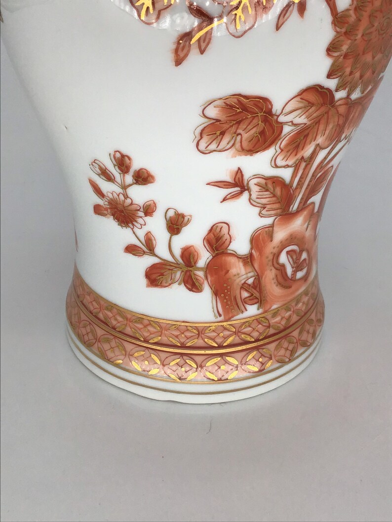 Vintage Norleans Orange and Gold Floral Vase by Norleans Made in Japan