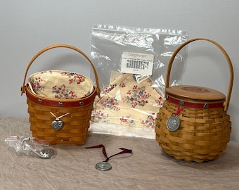 Longaberger Sweetheart Basket I Choose From: 2001 Love Notes Basket, Large Sweetest Gift Fabric Liner, Pasadena-TOR, Or Pasadena TOR-Tie On