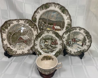 Johnson Brothers - The Friendly Village | Choose From: 10" Dinner Plate, Square Salad, Bread & Butter, Flat Cup/Saucer Set, Or Flat Cup Only