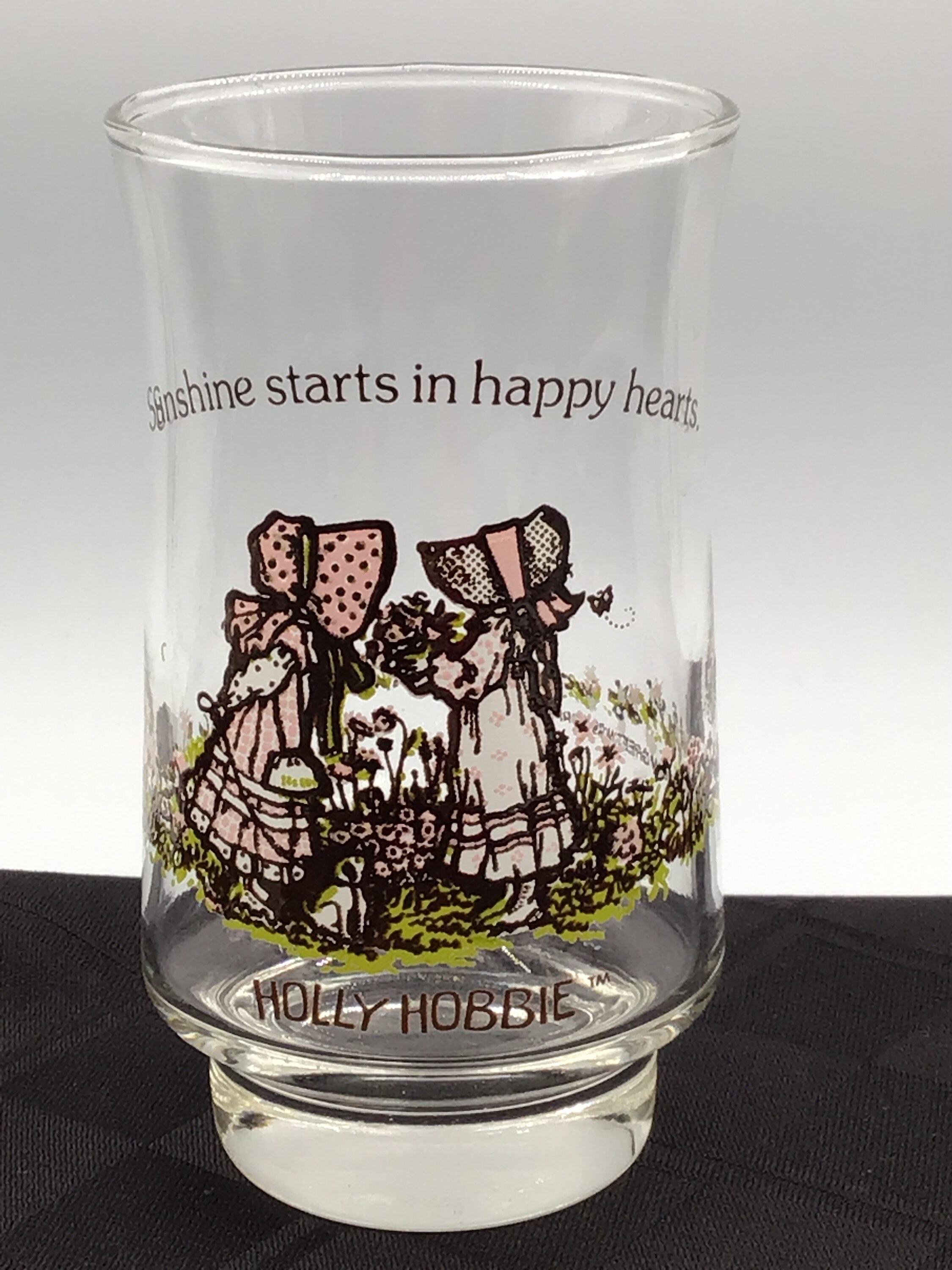 Vintage American Greetings Holly Hobbie Drinking Glass Choose From Fun is  Doubled / Time to Be Happy / Sunshine Starts in Happy Hearts 