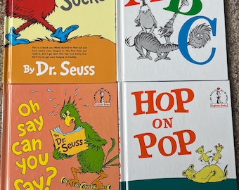 Set of 4 Dr Seuss Books | Includes: Fox In Socks, ABC, Oh Say Can You Say, and  Hop On Pop | Beginner's Books