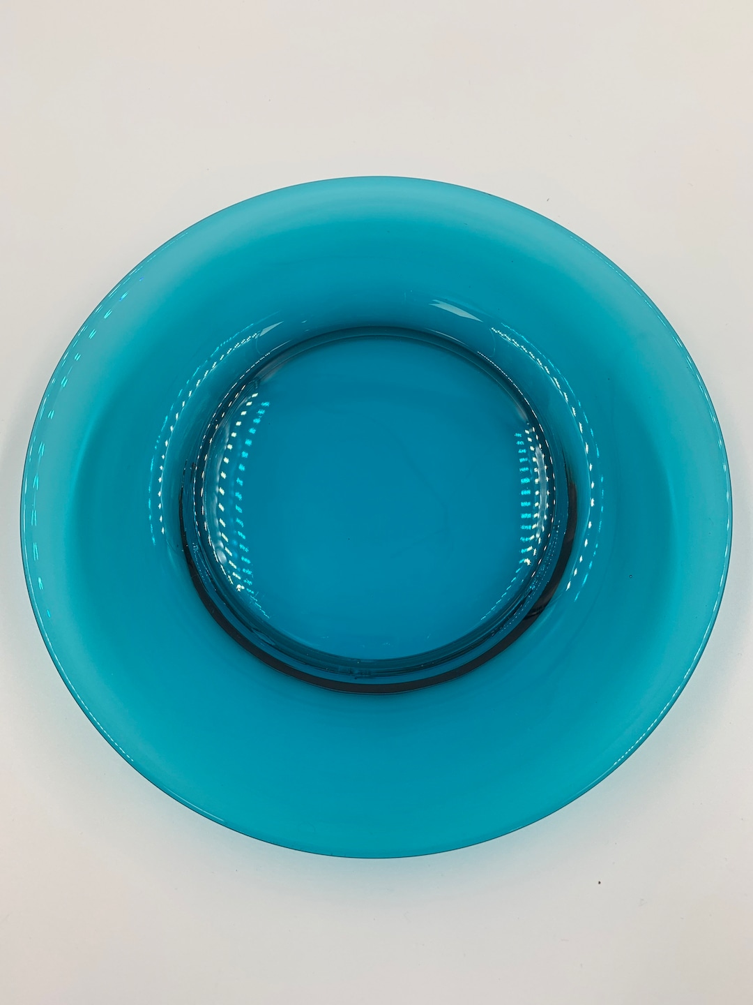 Vintage Aqua Blue Glass Dinner Plate Etsy