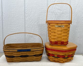 Rare Longaberger Consultant Incentive Baskets | Choose: 03 Stained w/Navy Region Sponsor, 01-02 Branch Sales, Or 00 Branch Sales Award