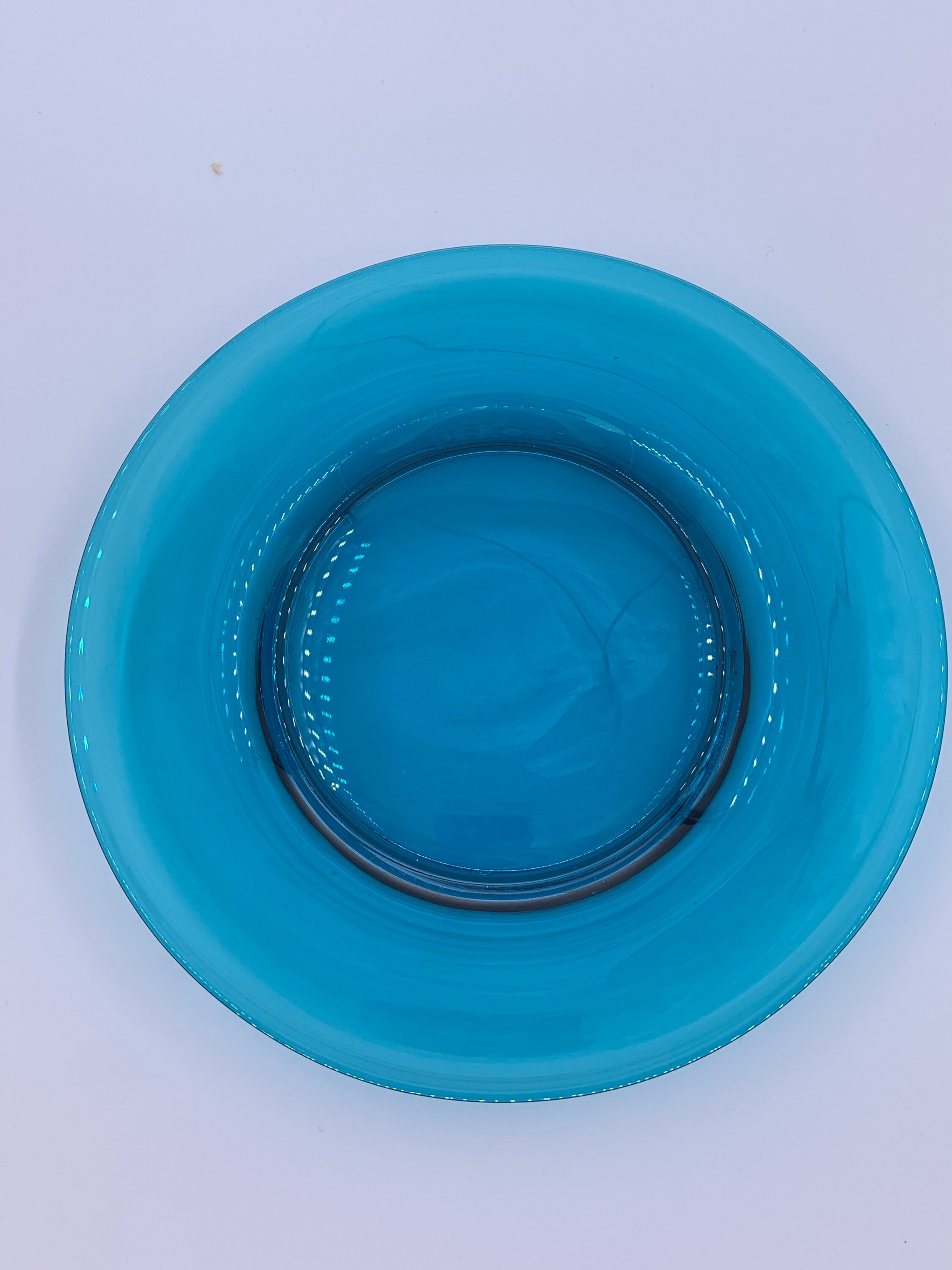Vintage Aqua Blue Glass Dinner Plate Etsy
