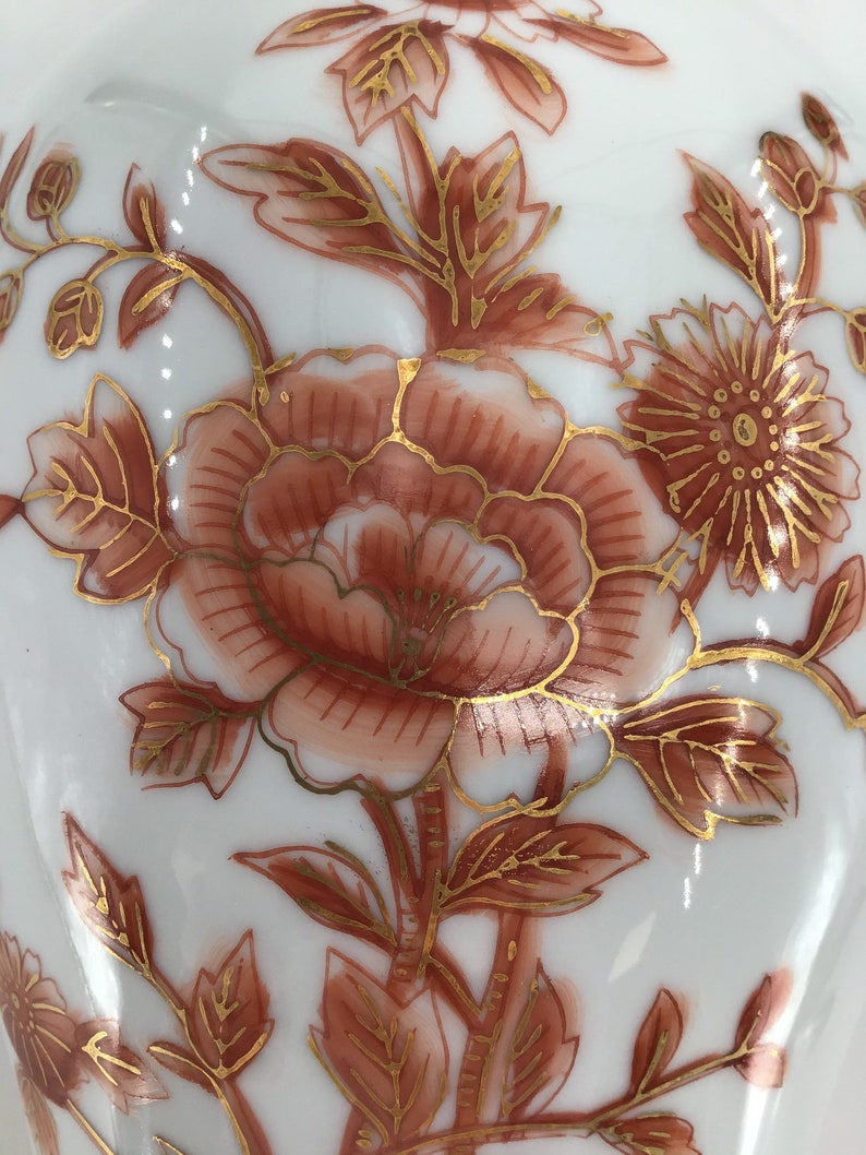 Vintage Norleans Orange and Gold Floral Vase by Norleans Made in Japan