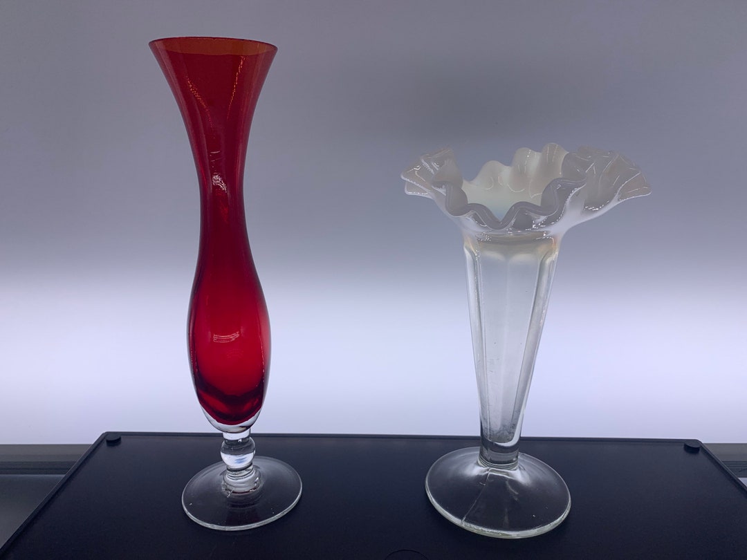 Vintage Colored Bud Vases Choose From Clear to White Flared Ruffled