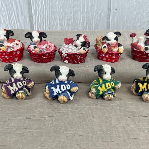 Mary's Moo Moo Mini Collection Collectible Figurine | Choose From: Valentine Set or Team Mascot Set