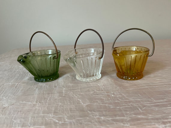 Depression Glass Coal Scuttle Buckets Ashtray/match Stick Holder With Metal  Handle Choose From: Clear, Amber, or Green -  Israel