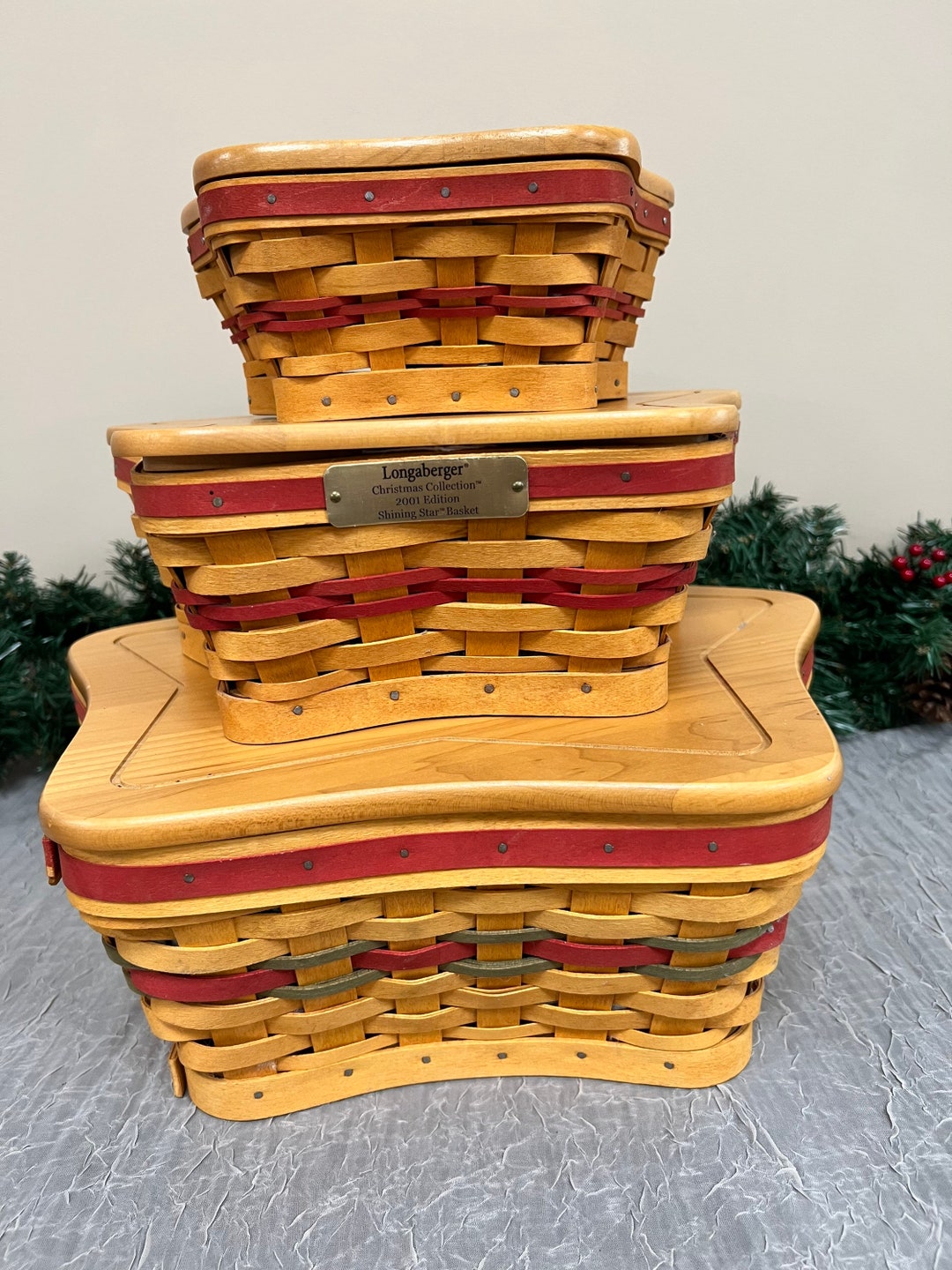 Longaberger 2001 Holiday Star Basket Choose From Holiday Hostess Red
