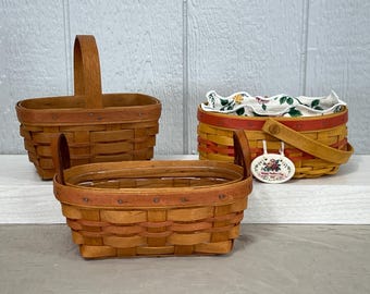 Longaberger Hand Woven Mother's Day Basket | Choose From: 1989 Mini Chore, 1990 Small Oval, 1999 Tea For Two | Storage and Organization