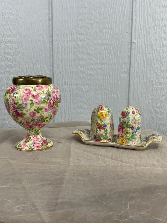 Chintz Salt / Pepper with holder (DEB) Chintz Salt / Pepper with holder (DEB)