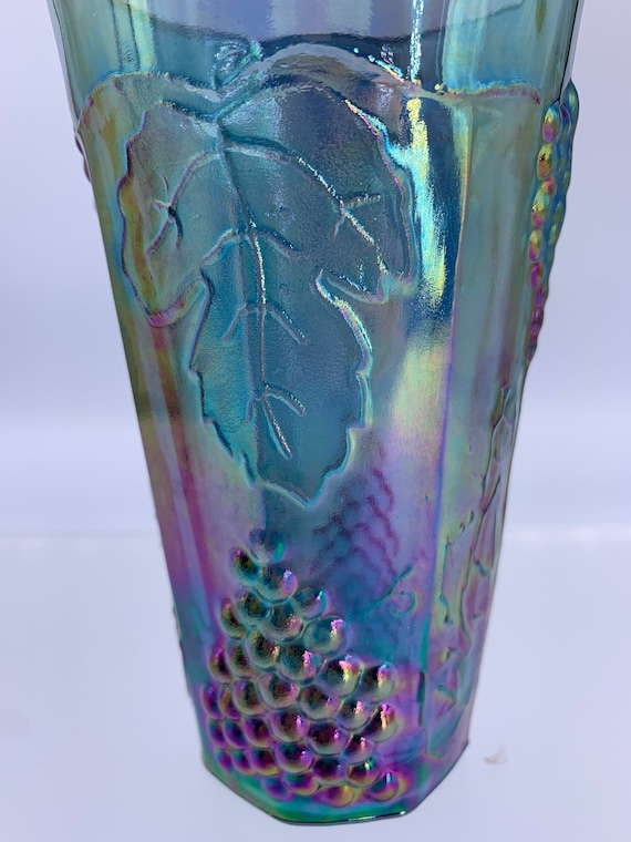 Vintage Indiana Glass Company Iridescent Blue Harvest Grape Pieces
