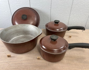 Vintage Club Dark Brown Aluminum Cookware | Choose From: 4.50 Quart Dutch Oven w/Lid, 1.50 Quart Sauce Pan w/Lid, Or 1 Quart Sauce Pan w/Lid