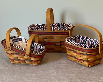 【希少】Longaberger 1994 キャンドルバスケット ライナー付 Longaberger 1994 All American Candle Basket With Handle (#B400) - Etsy