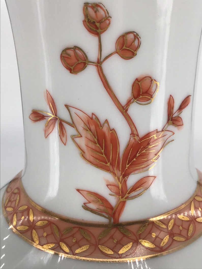 Vintage Norleans Orange and Gold Floral Vase by Norleans Made in Japan