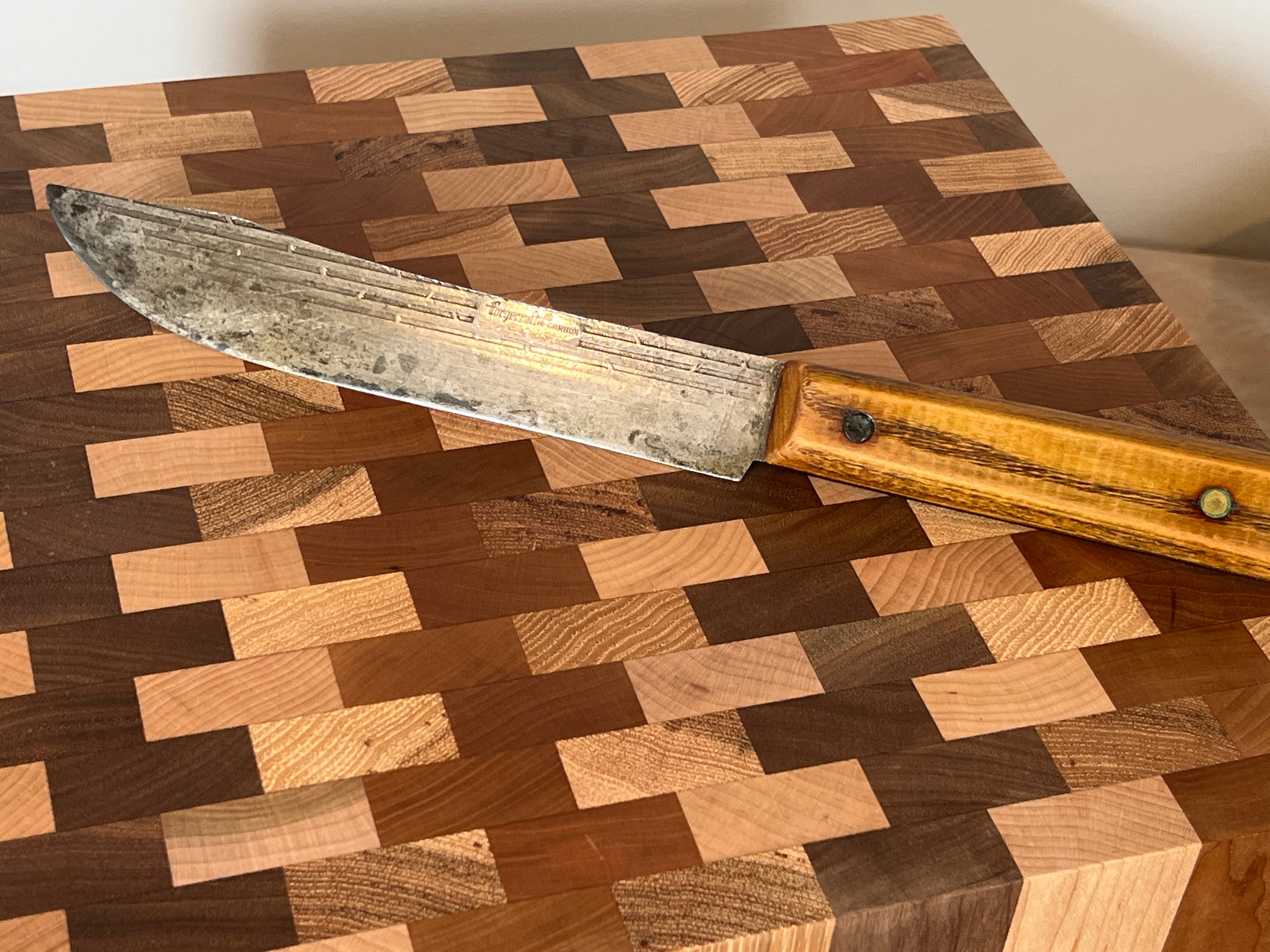 Old Hickory Ontario Knives Vintage 4 Slot Rustic Wood Kitchen Knife Holder  Rack 