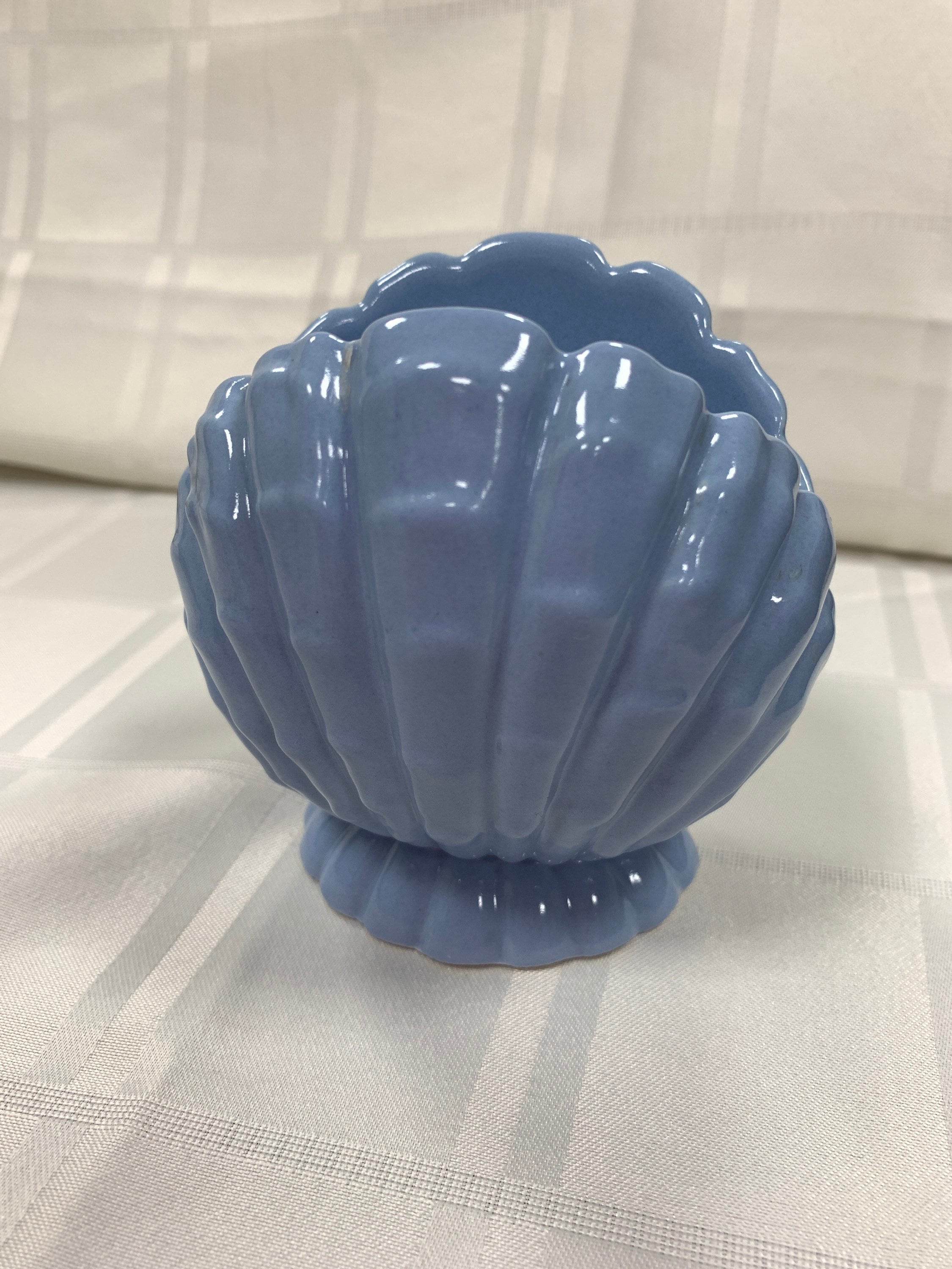 BEACH GLASS SCALLOP SHELL DISH (blue-green) - Cynthia Curtis Pottery